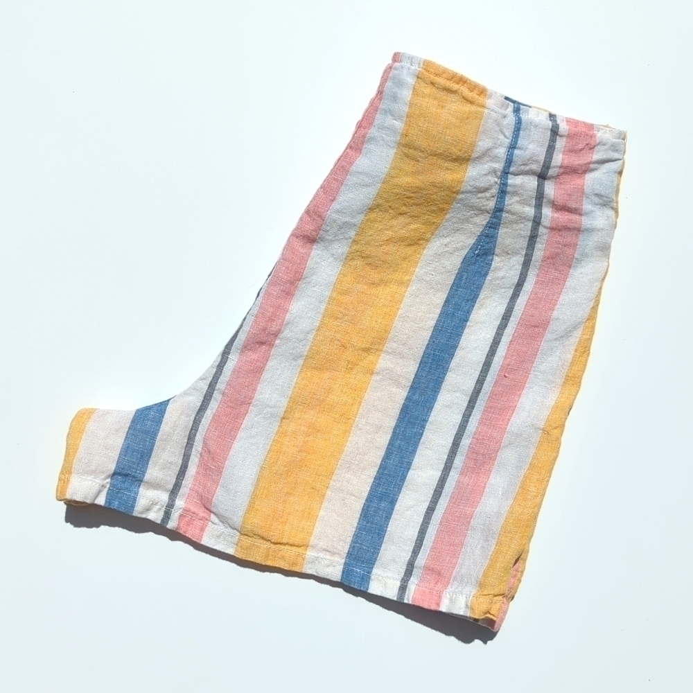 C&C California Multicolor Striped Lightweight Linen High Waisted Summer Shorts 8 - Picture 12 of 12